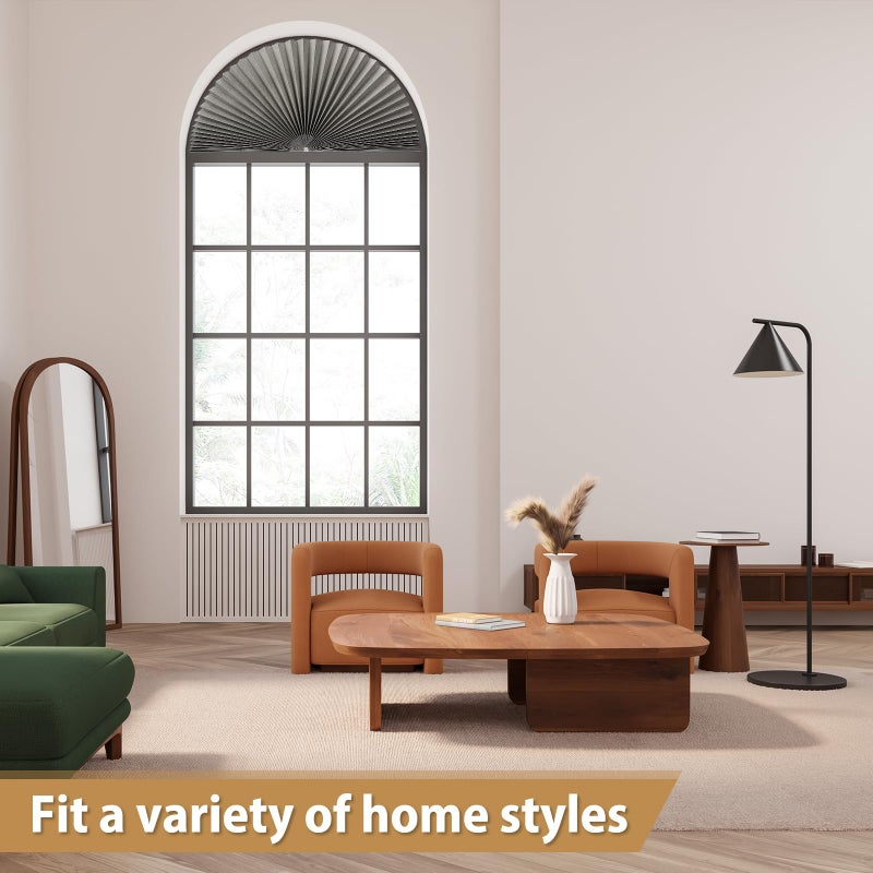 Zipcase 2 Pack Arch Window Shade, Arch Light Filtering Fabric Shade fit for Perfect Half-Round Arch Windows No Tools Installation, Grey, 72â€ x 36â€ - Image 2